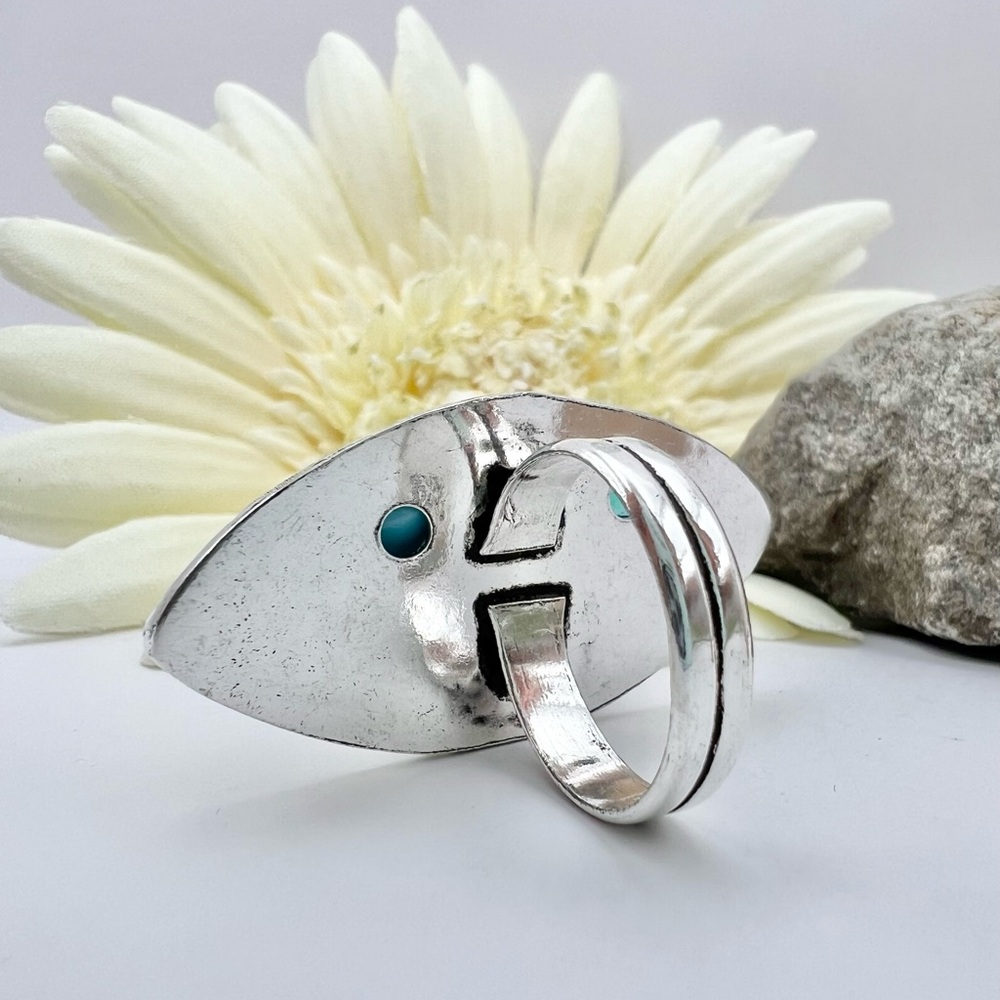 BLUE CHALCEDONY/TOPAZ RING - Picture 6 of 8